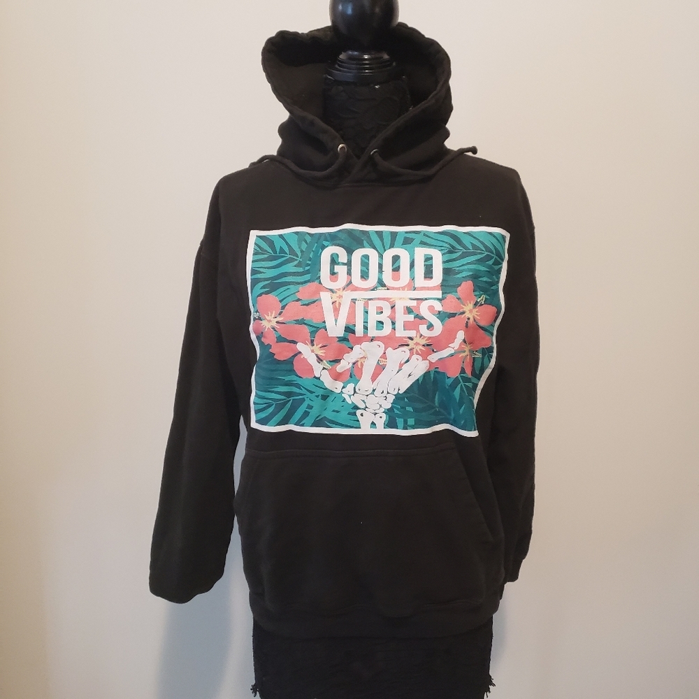 Good Vibes Large Hoodie Call Your Mother‎ Tropical Pullover Size Medium